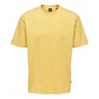 T-shirt manches courtes et col rond coupe droiteOnly&Sons en coton jaune