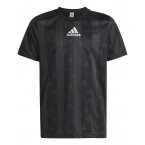 T-shirt adidas Junior en matières recyclées noir rayé anthracite