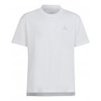 T-shirt adidas Junior en coton blanc présentant une coupe droite asymétrique et un large logo imprimé au dos