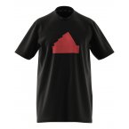 T-shirt adidas en coton noir uni présentant une coupe droite et un large logo rouge débossé