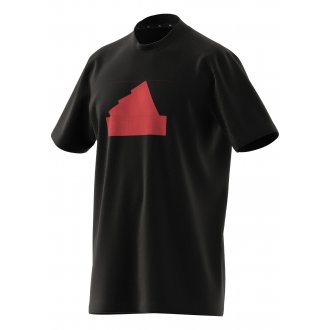 T-shirt adidas en coton noir uni présentant une coupe droite et un large logo rouge débossé