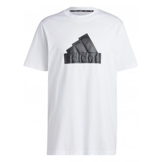 T-shirt adidas en coton blanc uni présentant une coupe droite et un large logo noir débossé