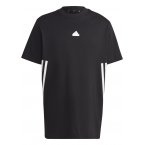 T-shirt adidas en coton noir uni à bandes latérales blanches