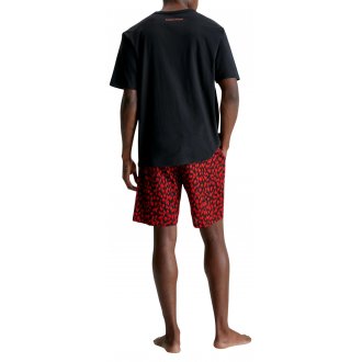 Pyjama Court avec manches courtes et col rond Calvin Klein coton multicolore tacheté