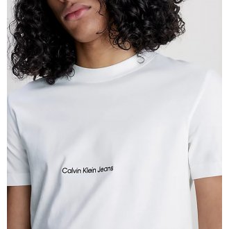 T-shirt col rond Calvin Klein en coton biologique mélangé avec manches courtes blanc