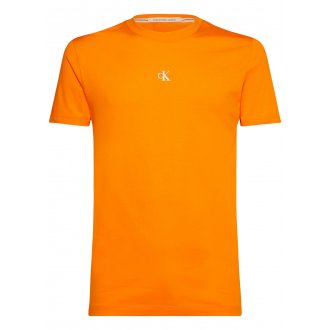 T-shirt avec manches courtes et col rond Calvin Klein coton orange