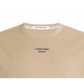 T-shirt col rond Calvin Klein en coton biologique mélangé avec manches courtes sable