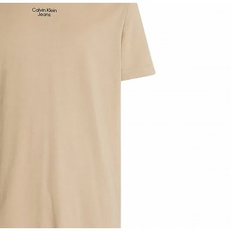 T-shirt col rond Calvin Klein en coton biologique mélangé avec manches courtes sable