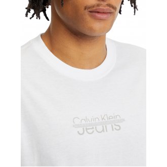 T-shirt à col rond et une coupe droite Calvin Klein en coton mélangé blanc