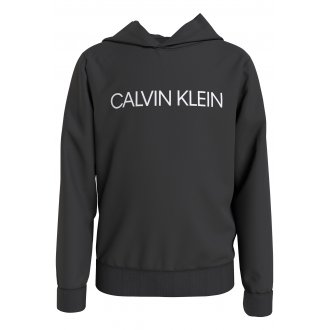 Sweat Junior Garçon avec manches longues et col à capuche Calvin Klein coton noir