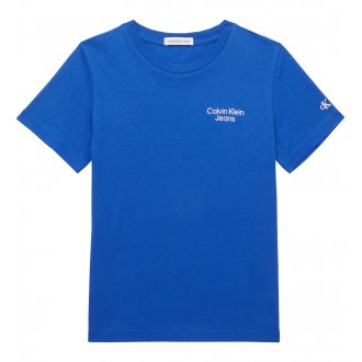 T-shirt Junior Garçon avec manches courtes et col rond Calvin Klein coton bleu