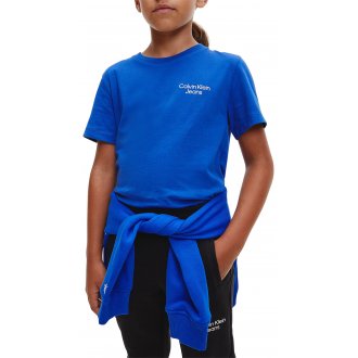 T-shirt Junior Garçon avec manches courtes et col rond Calvin Klein coton bleu