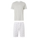 Pyjama court Calvin Klein : tee-shirt manches courtes à col rond gris chiné et short blanc logotypé