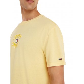 T-shirt col rond Tommy Jeans en coton avec manches courtes jaune