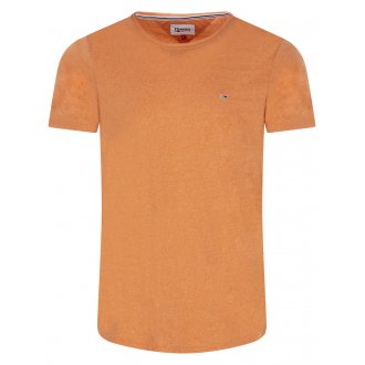 T-shirt col rond Tommy Jeans avec manches courtes orange chiné