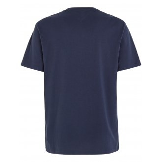 T-shirt droit en coton transitionnel Tommy Jeans bleu bleu marine à large logo Tartan brodé poitrine