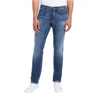 Jean slim 5 poches Tommy Jeans Scanton en partie en coton stretch indigo délavé blanc