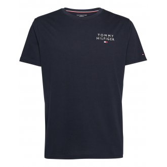 T-shirt col rond Tommy Hilfiger en coton avec manches courtes bleu marine
