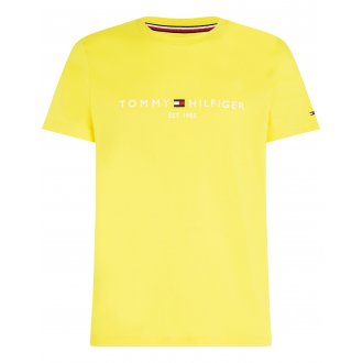 T-shirt col rond Tommy Hilfiger en coton biologique avec manches courtes jaune