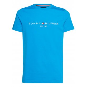 T-shirt col rond Tommy Hilfiger en coton biologique avec manches courtes bleu électrique