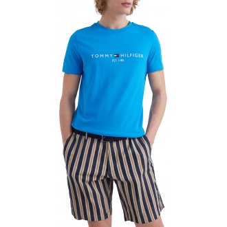T-shirt col rond Tommy Hilfiger en coton biologique avec manches courtes bleu électrique