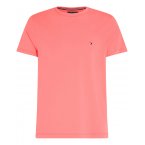 T-shirt col rond Tommy Hilfiger en coton avec manches courtes corail