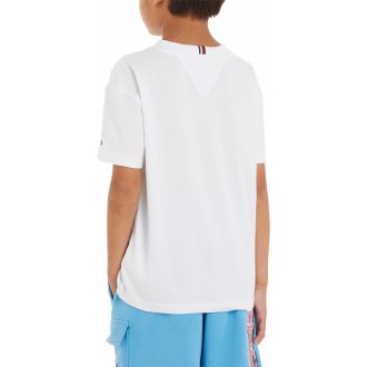 T-shirt Junior Garçon avec manches courtes et col rond Tommy Hilfiger coton blanc