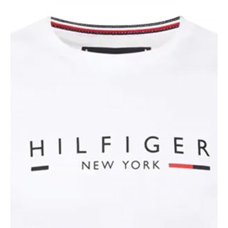 T-shirt slim Tommy Hilfiger en coton blanc uni à col rond, manches courtes et logo poitrine