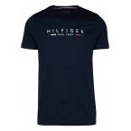 T-shirt slim Tommy Hilfiger en coton bleu marine uni à col rond, manches courtes et logo poitrine