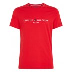T-shirt Tommy Hilfiger en coton rouge uni à col rond, manches courtes et logo brodé poitrine