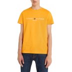 T-shirt Tommy Hilfiger en coton jaune uni à col rond, manches courtes et logo brodé poitrine