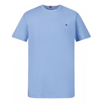T-shirt col rond Junior Garçon Tommy Hilfiger en coton avec manches courtes bleu ciel