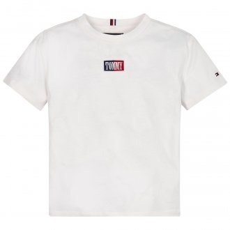 T-shirt col ras du cou Tommy Hilfiger en coton avec manches courtes blanc