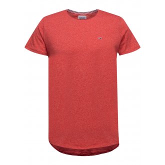 T-shirt col rond Junior Garçon Tommy Hilfiger en coton avec manches courtes rouge chiné