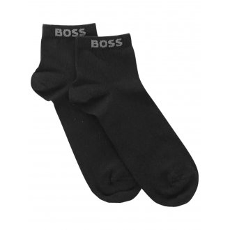 Chaussettes Boss coton mélangé noires avec nom de le marque brodé en gris anthracite