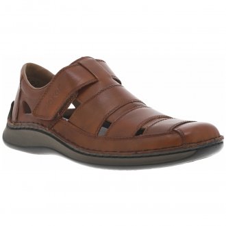 Sandales avec une bande auto-agrippante RIEKER® en cuir marron
