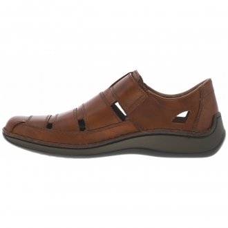 Sandales avec une bande auto-agrippante RIEKER® en cuir marron