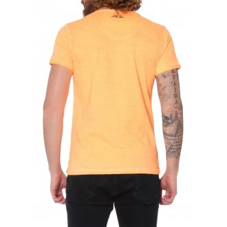 T-shirt avec manches courtes et col v arrondi Von Dutch coton orange