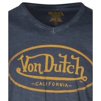 T-shirt avec manches courtes et col rond Von Dutch coton marine chiné