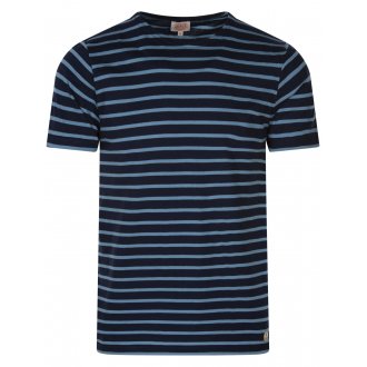 T-shirt col rond Armor Lux en coton manches courtes bleu marine rayé