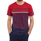 T-shirt avec manches courtes et col rond Armor Lux coton rouge rayé