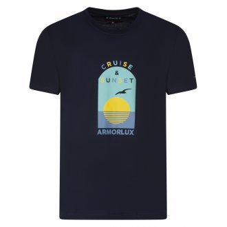 T-shirt col rond Armor Lux en coton avec manches courtes bleu marine