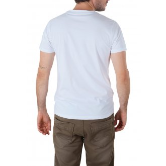 T-shirt col rond Deeluxe en coton avec manches courtes blanc imprimé tropical spirit