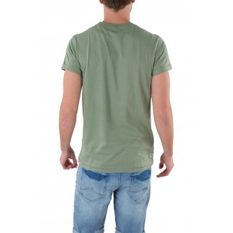 T-shirt col rond Deeluxe en coton avec manches courtes vert kaki à motif tête de mort