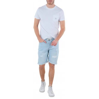 Short coupe longue à 5 poches Deeluxe en coton bleu aspect usé