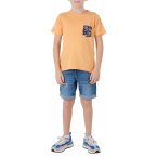 T-shirt Junior Garçon Deeluxe en coton avec manches courtes et col rond pêche