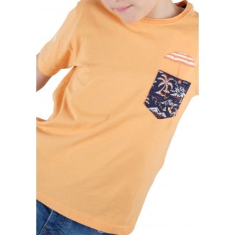 T-shirt Junior Garçon Deeluxe en coton avec manches courtes et col rond pêche