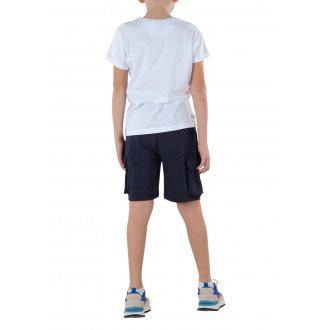 T-shirt col rond Junior Garçon Deeluxe en coton avec manches courtes blanc à motif perroquet