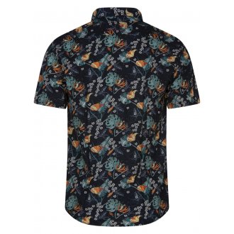 Chemise droite Teddy Smith avec manches courtes et col français bleue imprimé tropical