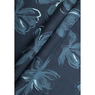 Polo Kaporal en coton avec manches courtes et col boutonné bleu marine fleuri